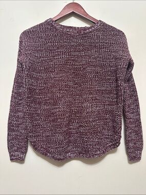 SO Marled Crew Neck Sweater in Plum Heather